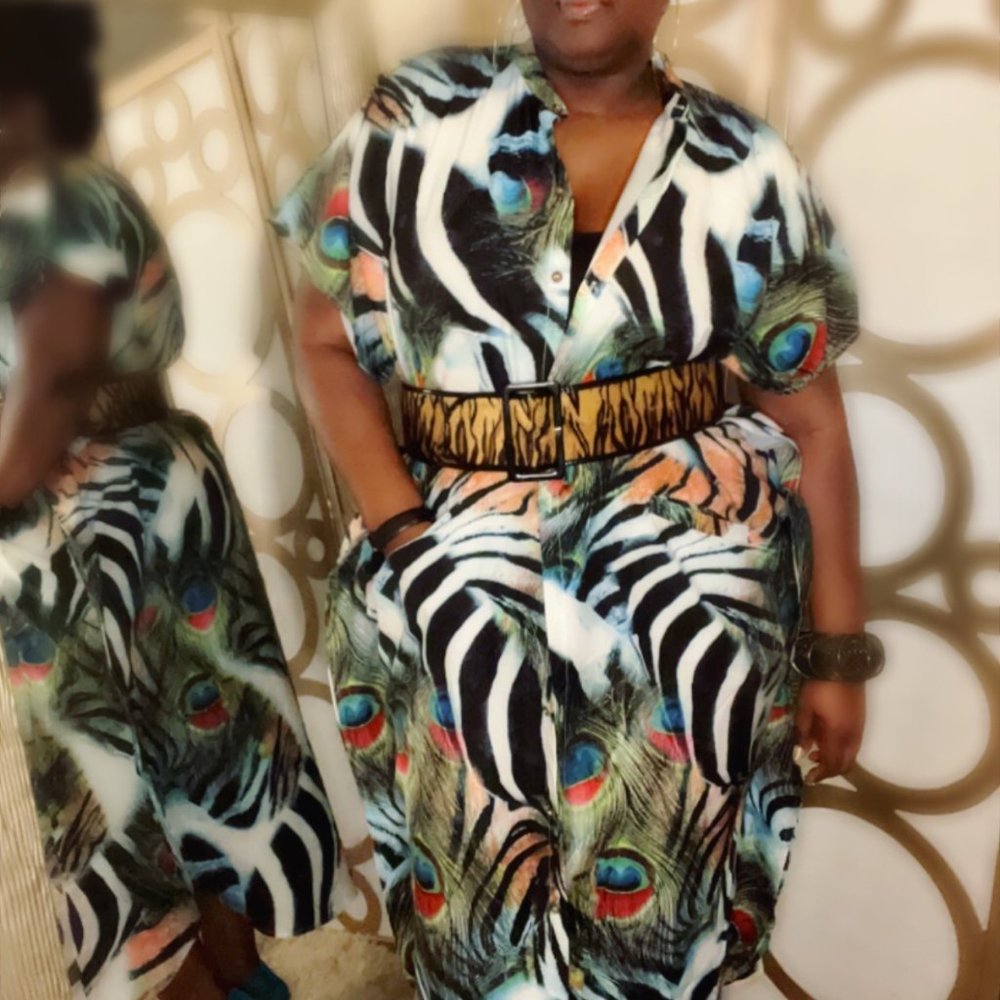 Animal Print Oversized Dress/Caftan -Fits 0 up to 22